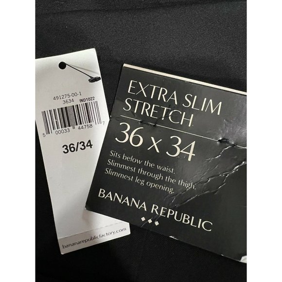 NWT BANANA REPUBLIC Men's Extra Slim Stretch Dress Pants 36x34 Black #491275 - Picture 3 of 5
